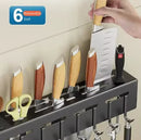 Organizador de Cozinha de Parede Multifuncional ✨ Suporte para Facas e Utensílios — Sem Furos, Prático e Econômico de Espaço 🏠🍴