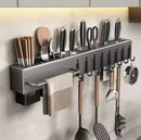 Organizador de Cozinha de Parede Multifuncional ✨ Suporte para Facas e Utensílios — Sem Furos, Prático e Econômico de Espaço 🏠🍴