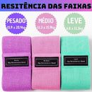 Kit com 3 Faixas Elásticas de Resistência para Treino de Glúteos e Pernas
