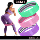 Kit com 3 Faixas Elásticas de Resistência para Treino de Glúteos e Pernas