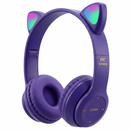 Headphone Bluetooth Orelha de Gato com LED RGB – Sem Fio, Estilo Gatinho, Modelo P47M