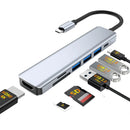 Hub USB-C 7 em 1 – HDMI 4K, Leitor SD/TF e 3 Portas USB | Adaptador Multifuncional para Notebook e MacBook