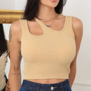 Cropped Feminino Ombro a Ombro com Amarração
