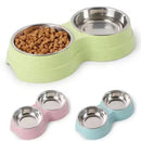 Comedouro Duplo Premium em Aço Inoxidável para Cães e Gatos