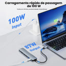 Hub USB-C 7 em 1 – HDMI 4K, Leitor SD/TF e 3 Portas USB | Adaptador Multifuncional para Notebook e MacBook