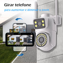Câmera de Segurança Wi-Fi Dual Lens 2MP – Visão Noturna, Rastreamento Humano por IA e Monitoramento 360° IP66 para Casa e Empresa