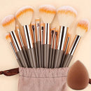 Kit Profissional 13 Pincéis de Maquiagem VANDER ✨ Cerdas Macias para Base, Blush, Contorno e Sombras — Acabamento Perfeito e Luxuoso