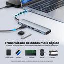 Hub USB-C 7 em 1 – HDMI 4K, Leitor SD/TF e 3 Portas USB | Adaptador Multifuncional para Notebook e MacBook