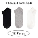 Kit com 12 Pares de Meias Masculinas em Algodão