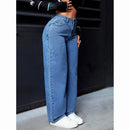Calça Jeans Feminina Wide Leg Cintura Alta