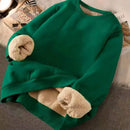 Moletom Feminino Oversized Peluciado de Inverno – Estampa Moderna, Forro Quentinho em Fleece e Máximo Conforto