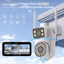 Câmera de Segurança Wi-Fi Dual Lens 2MP – Visão Noturna, Rastreamento Humano por IA e Monitoramento 360° IP66 para Casa e Empresa