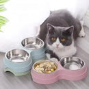 Comedouro Duplo Premium em Aço Inoxidável para Cães e Gatos