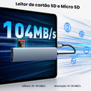 Hub USB-C 7 em 1 – HDMI 4K, Leitor SD/TF e 3 Portas USB | Adaptador Multifuncional para Notebook e MacBook