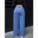 Calça Jeans Feminina Wide Leg Cintura Alta